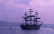 Istanbul, das italienische Segelschulschiff "Amerigo Vespucci" auf dem Bosporus : Segelschiff, Dreimaster